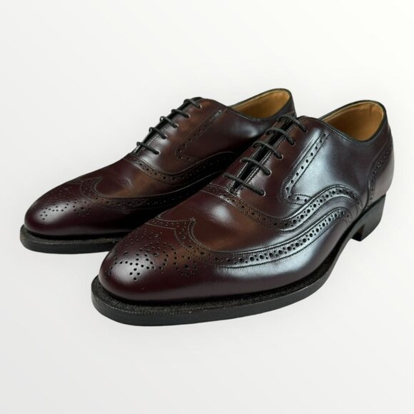 Johnston & Murphy Limited Waverly Wingtip Mens Leather Oxford Shoes Maroon USA 8 - Picture 1 of 9